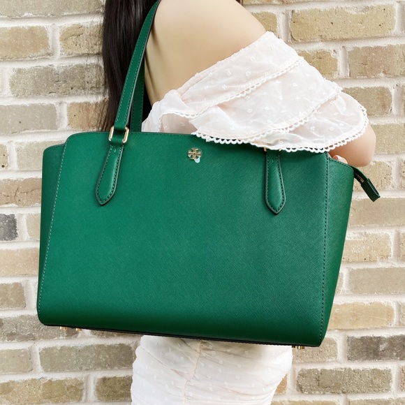 Tory Burch Small Top Zip Tote Green Crossbody - Picture 3 of 3